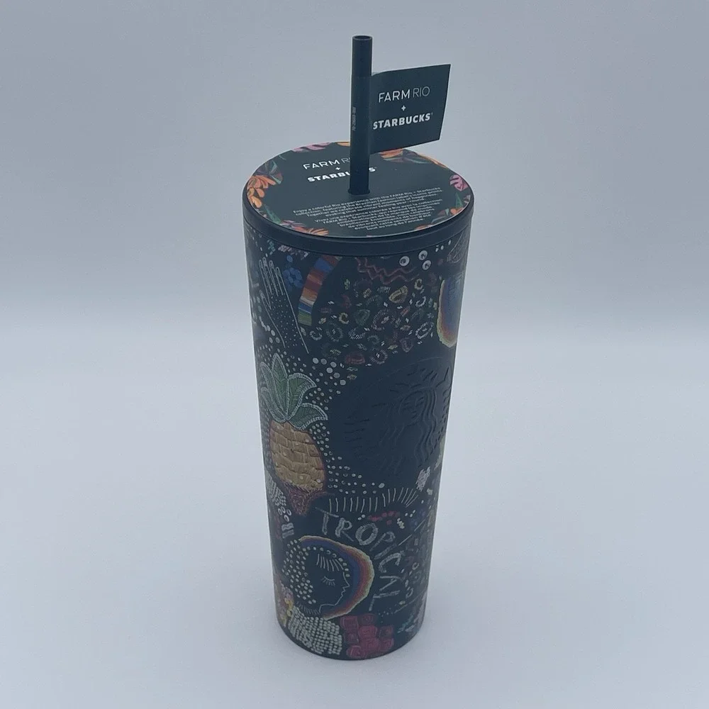 Starbucks X Farm Rio Tumbler Borogodo 24 Oz Graphic Print Colorful Stainless NEW